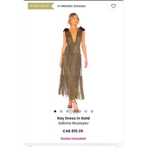 Sabina Musayev, Ray Dress, in gold and black